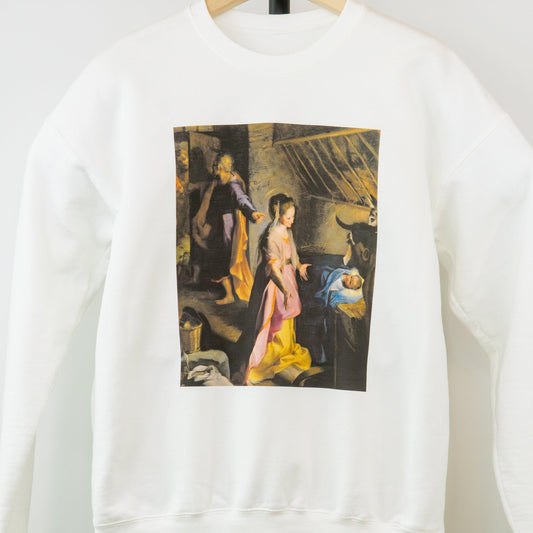 The Adoration of the Shepherds - Christmas Story - Luke 2:14-18 Unisex Sweatshirt - rescue story