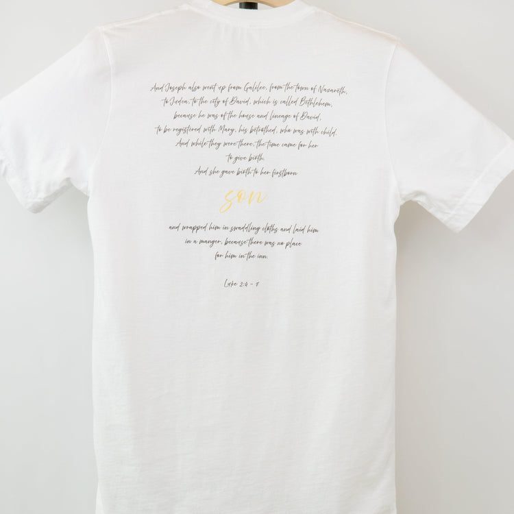 The Nativity of Our Lord - Christmas Story - Luke 2:4-7 Short-Sleeved Unisex T-Shirt - rescue story