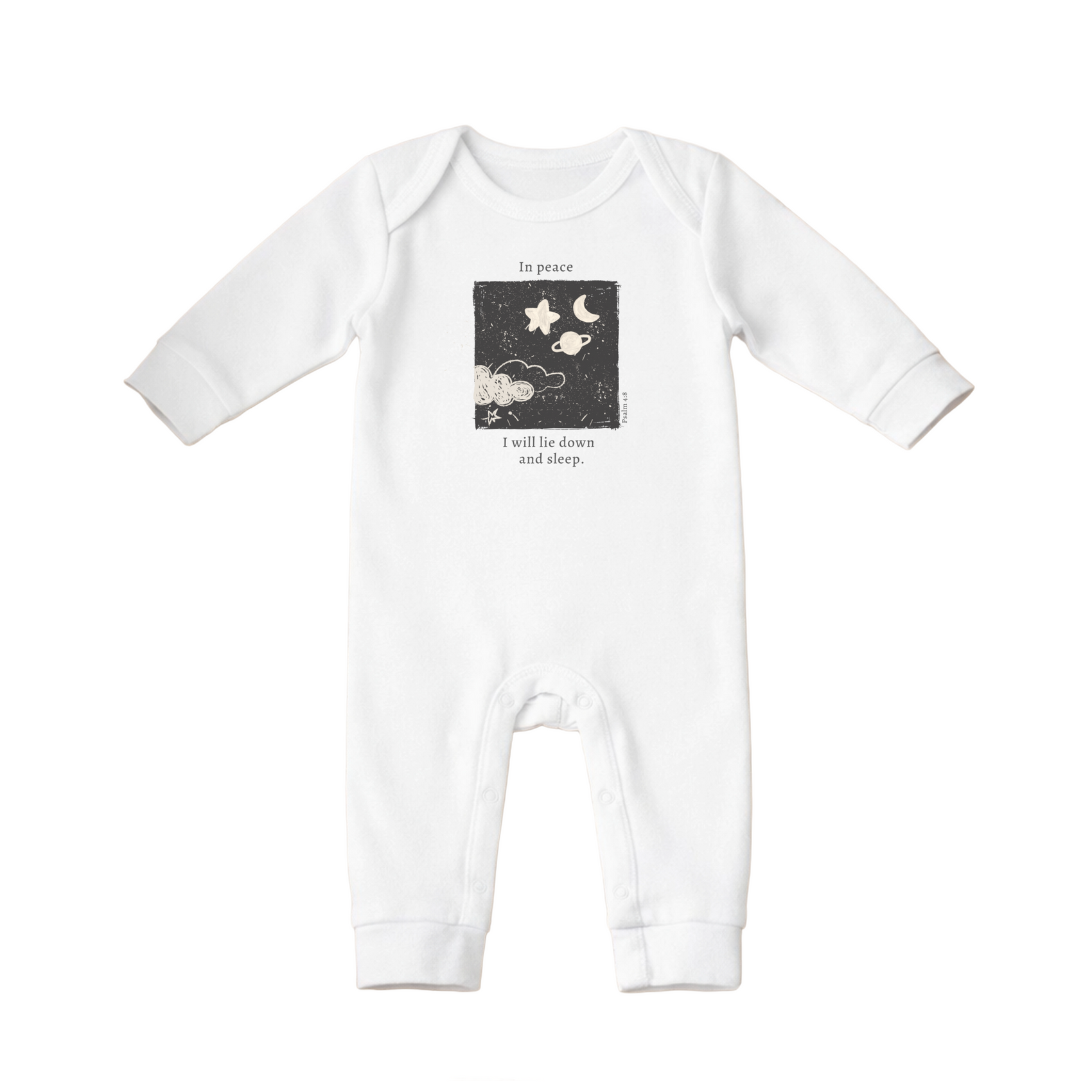In Peace I Will Lie Down and Sleep – Psalm 4:8 Baby Pajamas/Bodysuit